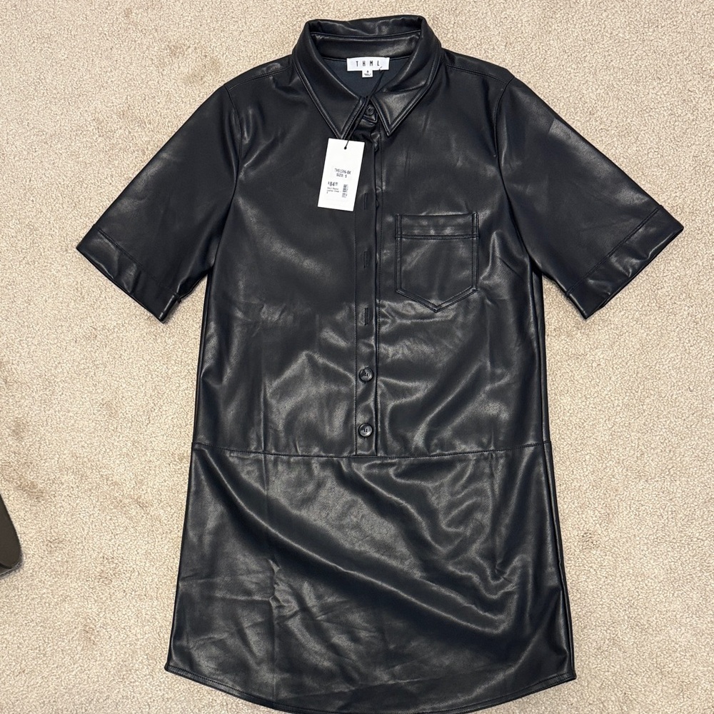 THML Black Faux Leather mini dress